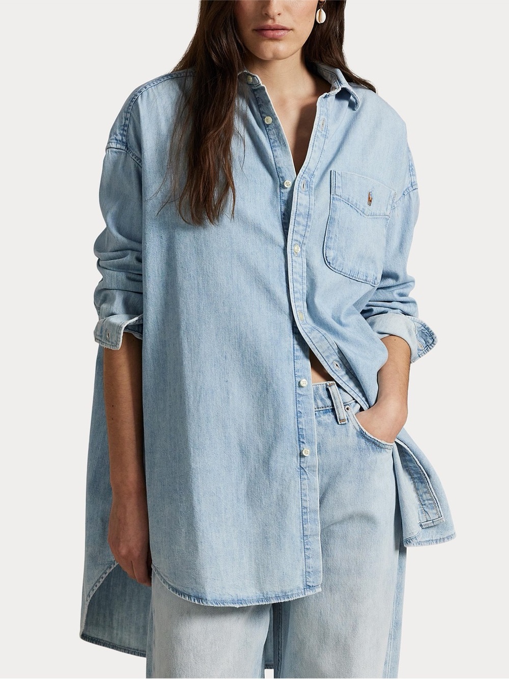 Polo by Ralph Lauren Light Wash Denim Button-Down Shirt - Picture 1 of 6